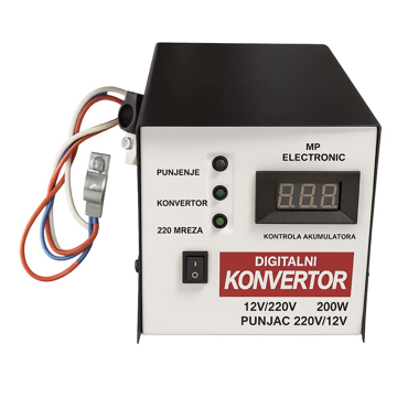 Slika Pretvarač napona 12V–220V 200W MP-Standard digitalni konvertor